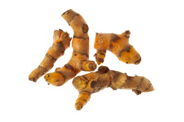 Beyaz arkaplanda zerdeçal izole edilmiş. kırpma yolu.