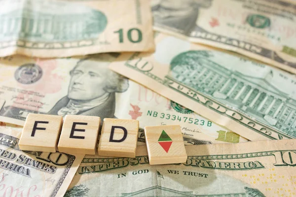 Fed Wording Arrow Usd Dollar Banknote Finance Concept — Stock Photo, Image