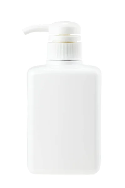 白色塑料瓶 液体肥皂 化妆品空白白色造型塑料瓶 用于在白色背景下隔离的化妆品 — 图库照片