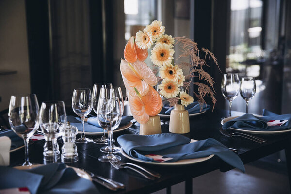 Flower Decoration Arrangements Set Tables Wedding Ceremony Stock Picture