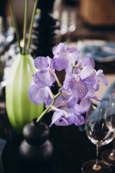 Flower Decoration Arrangements Set Tables Wedding Ceremony Royalty Free Stock Photos