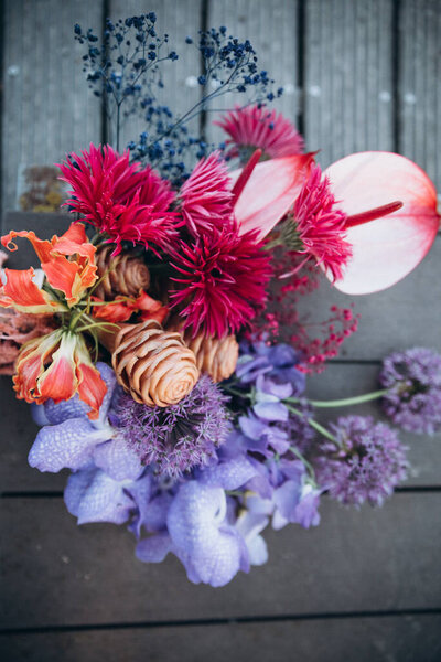 Wedding Ceremony Bouquet Arrangement Colorful Flowers Stock Image