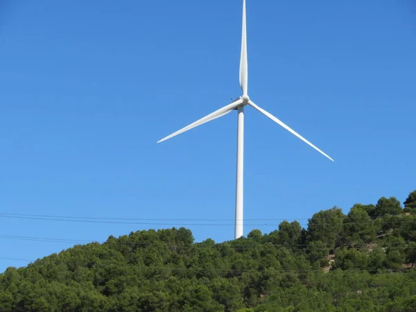 Вітрова Турбіна Чиста Енергія Повітря Великі Лопаті Млини Висота Електроенергії — стокове фото
