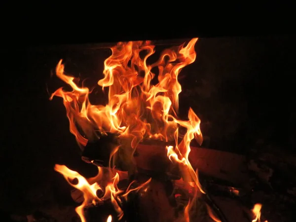 Fogueira Fogo Calor Chama Quente Queimar Cinzas Lareira Madeira Incandescente — Fotografia de Stock