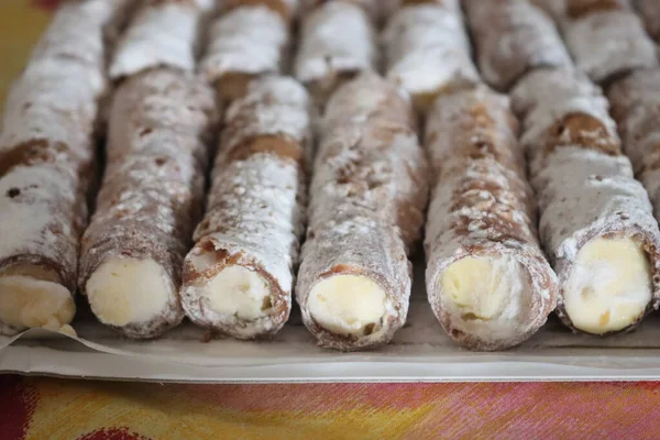 Läcker Sockerrör Zamora Typiska Spanska Dessert Grädde — Stockfoto