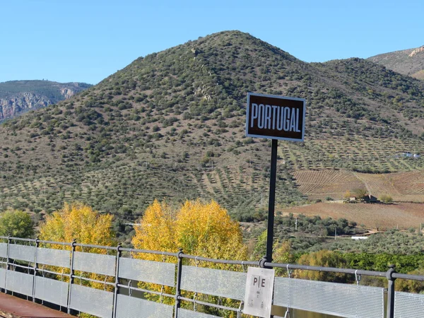 border between countries Spain Portugal by symbolic railway