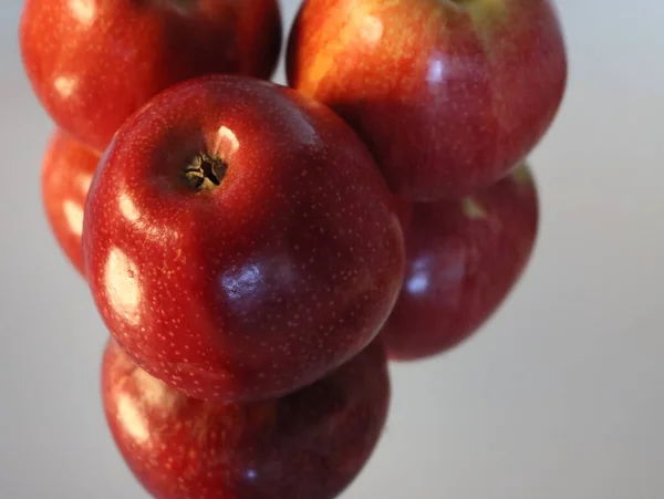 Finom Természetes Piros Alma Ízletes Gyönyörű Kísértés Gyümölcs Vitaminok — Stock Fotó