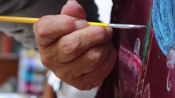 天鹅绒织物上的手刷和刷子的垂直视频 — 图库视频影像