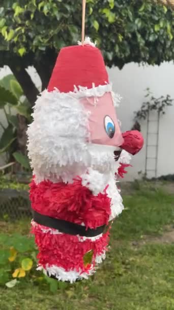 Vertical Video Authentic Mexican Piata Shape Santa Claus — Stock Video