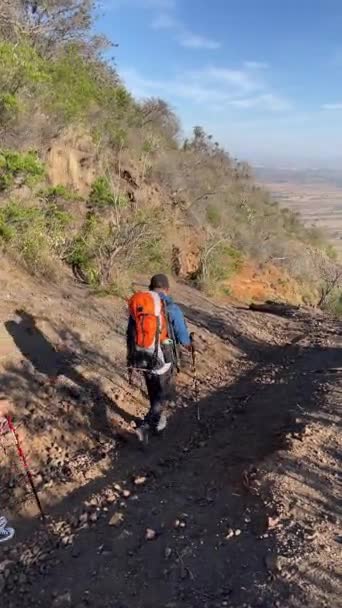 Vídeo Vertical Grupo Excursionistas Mexicanos — Vídeos de Stock
