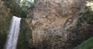 Ormandan güzel bir şelaleye doğru ötüyor.