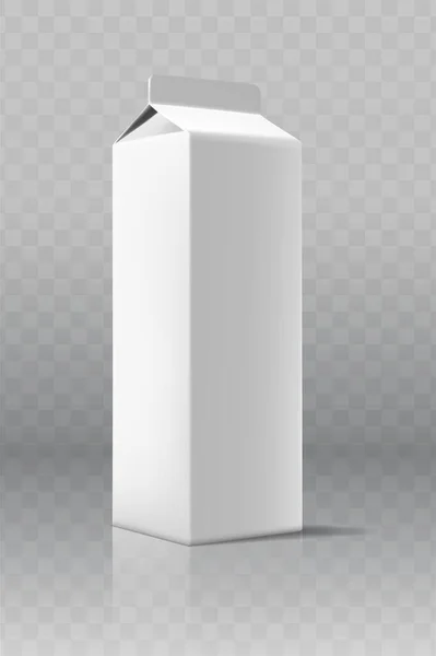 Gerçekçi Vektör Simgesi Karton Süt Yayı Modeli Beyaz Arka Planda — Stok Vektör