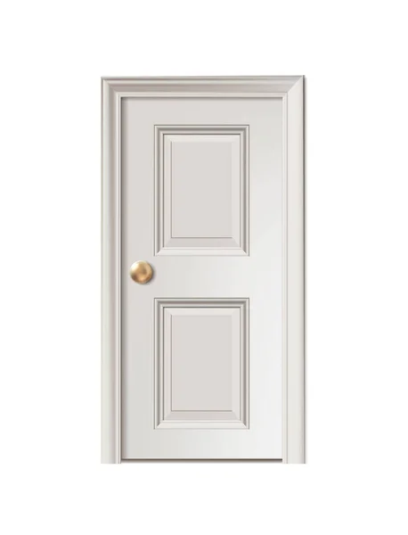 Realistisches Vektorsymbol Moderne Tür Aus Weißem Holz Mit Griff Isoliert — Stockvektor