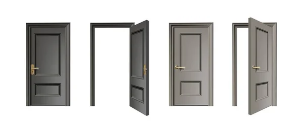Realistische Vektorsymbole Gesetzt Tür Set Eingangssammlung Mit Geschlossenen Und Offenen — Stockvektor