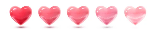 Realistische Vektorsymbole Gesetzt Valentinskollektion Aus Roten Und Rosa Herzen — Stockvektor