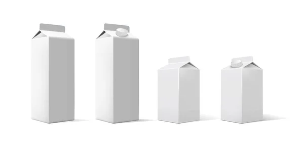 Conjunto Ícone Vetorial Realista Mockup Embalagens Cartão Bebida Branca Embalagem — Vetor de Stock