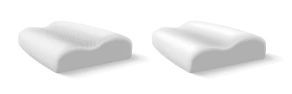 Conjunto Ícone Vetorial Realista Travesseiro Ortopédico Para Pescoço Textura Branca — Vetor de Stock