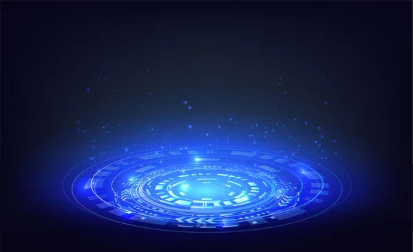 Futuristische Sci Achtergrond Blauwe Cirkel Portaal Met Lichtkogels Sprankelingen — Stockvector