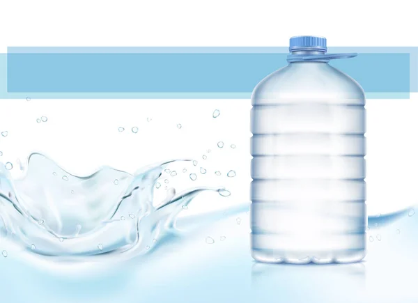 Realistic Vector Illustration Banner Plastic Water Banner Water Splash — Stock Vector