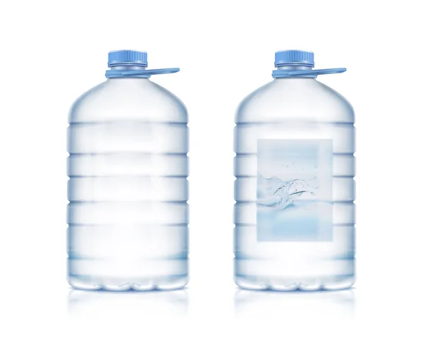 Conjunto Iconos Vector Realista Grandes Botellas Agua Plástico Aislado Sobre — Vector de stock