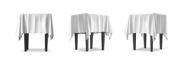 Illustration Icône Vectorielle Réaliste Table Recouverte Tissu Blanc Côté Vue — Image vectorielle