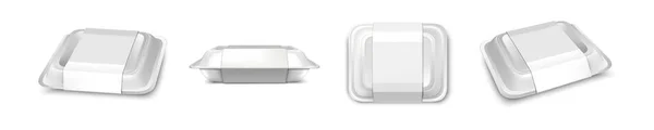 Icône Vectorielle Réaliste Modèle Conteneur Nourriture Boîte Plastique Blanc Dans — Image vectorielle