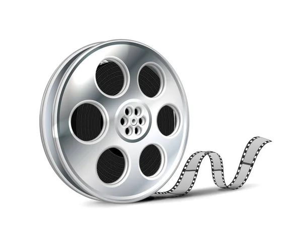 Видеокатушка Киноплёнка Черной Лентой Изолированный Белом Фоне — стоковый вектор