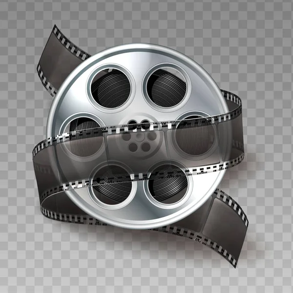 Film Cívka Film Metal Roll Černou Páskou Izolováno Bílém Pozadí — Stockový vektor