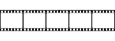 3D gerçekçi vektör simgesi. Beyaz kareli film şeridi. Beyazda izole edilmiş. Sinema kavramı.
