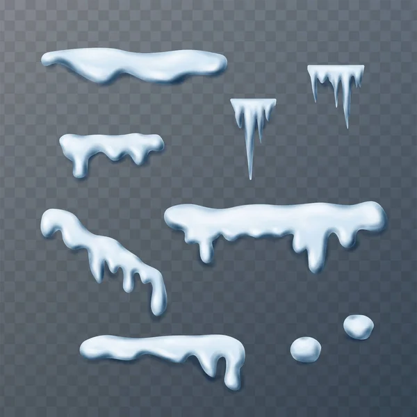 Icona Vettoriale Stile Cartone Animato Raccolta Elementi Neve Coppe Neve — Vettoriale Stock