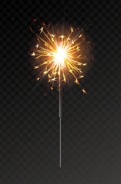 Трехмерный Реалистичный Векторный Значок Бенгальские Огненные Палочки Изолированные Фейерверк Sparkles — стоковый вектор