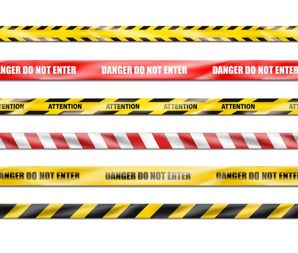 Realistic Icon Collection Signal Ribbons Danger Enter Warning Signs — Stock Vector