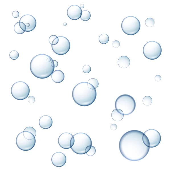 Realistic Vector Illustration Water Soap Bubbles Isolated White Background — Stock Vector