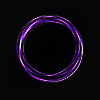 Çizim. Mor portal, parlak yuvarlak daire. Karanlıkta parlıyor ve parlıyor..