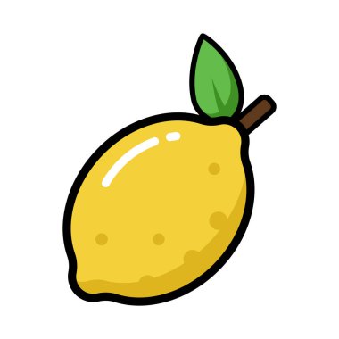 Simge çizimi. Renkli limon. Beyaz arkaplanda izole.