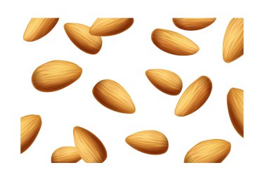 3D gerçekçi ikon çizimi. Badem fıstığı pankartı düşüyor.