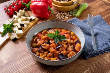 italian pasta with tomato sauce and vegetables