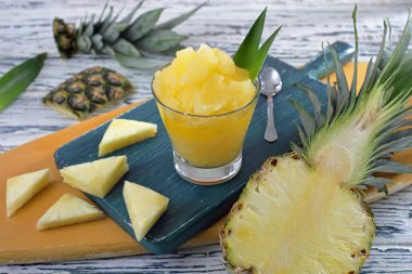 pineapple juice with fresh fruits and mint