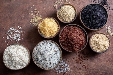 pirinç, Groats, tahıl ve fasulye. siyah ve beyaz