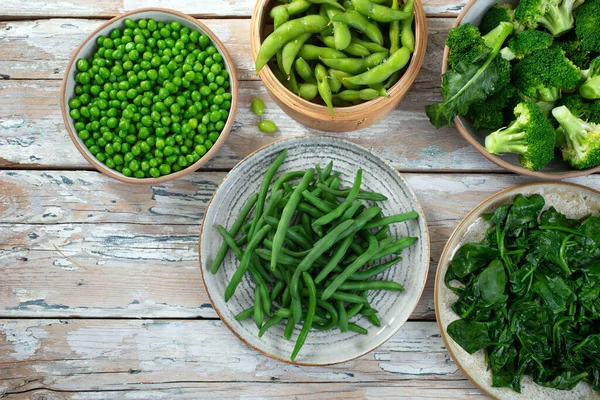 Groene Groenten Vegetarische Voedsel Achtergrond — Stockfoto