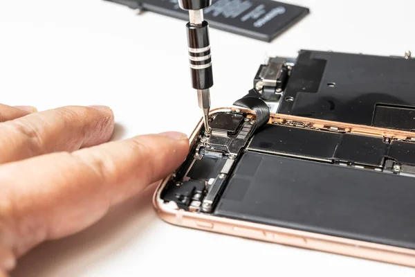 Smartphone Battery Replacement Repair Lcd Panel Replacement — Foto Stock