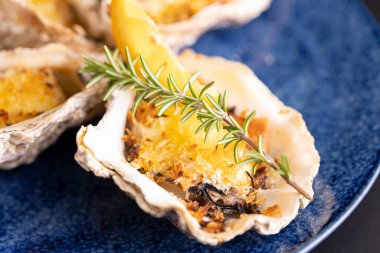 Fresh oysters that can be eaten raw cooked in gratin
