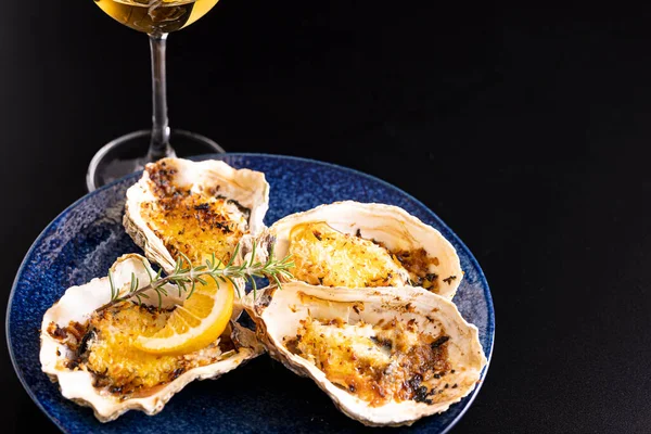 Fresh Oysters Can Eaten Raw Cooked Gratin — Fotografia de Stock