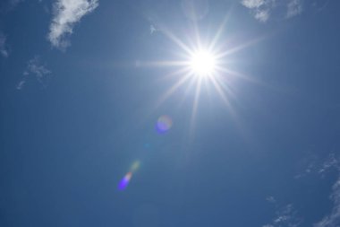 Yazın mavi gökyüzü ve beyaz bulutlar