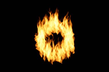 Realistic black background flame texture.