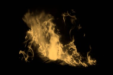 Realistic black background flame texture.