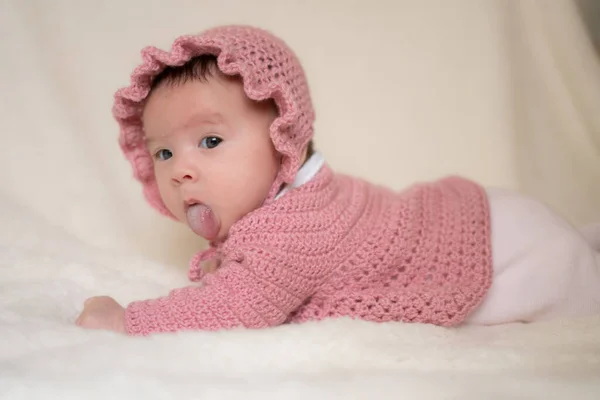 Prachtig Portret Van Schattig Gemengd Etniciteit Aziatisch Blank Baby Meisje — Stockfoto