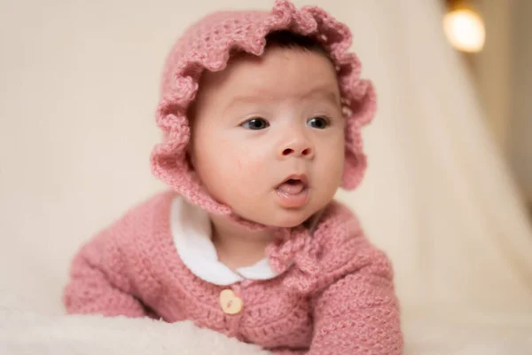 Beautiful Portrait Adorable Mixed Ethnicity Asian Caucasian Baby Girl Few — Stock Photo, Image