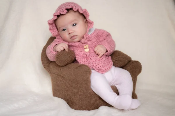Sweet Portrait Adorable Mixed Ethnicity Asian Caucasian Baby Girl Few — Stock Photo, Image