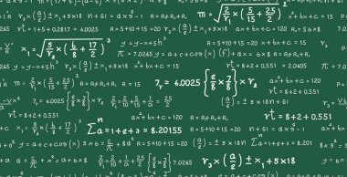 Tahtadaki matematiksel formüllerin kusursuz arkaplanı.